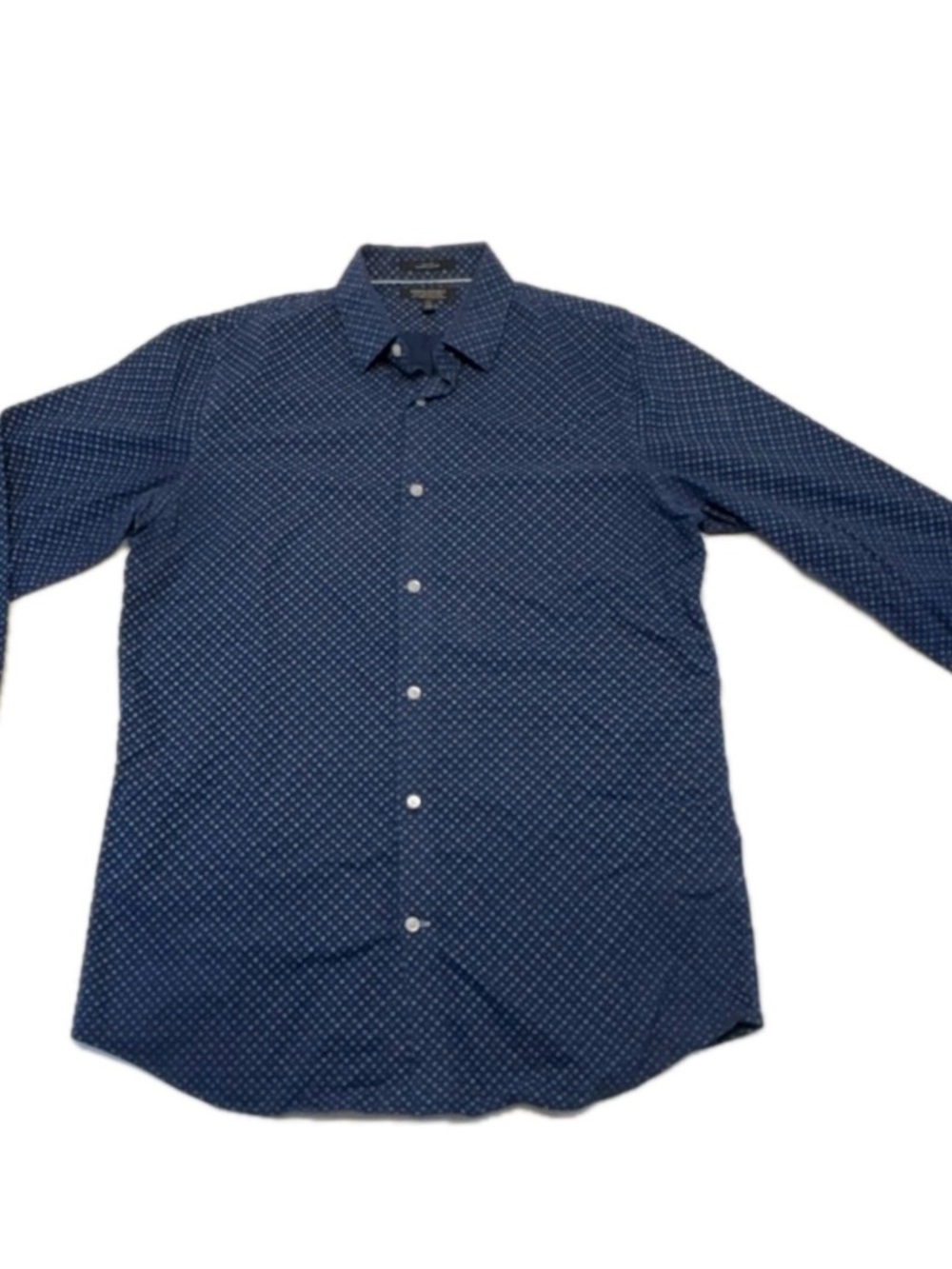 Banana Republic Men’s Slim Fit Non-Iron Dress Shirt Blue Geometric L Tall